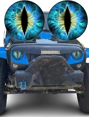  Beast Eyes 3D Scheinwerfer Aufkleber Paar für Jeep rundes Augendesign langlebiges PVC Spaß Truck &Auto-Exterieur-Zubehör