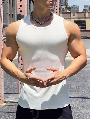  Herren Fitness Tank Top Tank Top Running Sport Top Tank Top Sport Ärmellos Weste / Fahrradweste Casual Athlässigkeit Atmungsaktiv Schnelltrocknend Weich Fitnesstraining Laufen Gehen Sportbekleidung