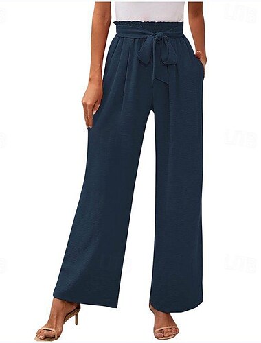  Damen Normal Gerade Chino In voller Länge Hohe Hüfthöhe Glatt Kordelzug Atmungsaktivität Weich Komfortabel Mikro-elastisch Casual Weiß / Weiß Schwarz Marineblau Khaki Sommer Frühling & Herbst Lockere