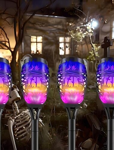 4 Stück Pathway Lights & Laternen Solar-angetrieben Wasserdicht Warmweiß Blau Lila 1.2 V 4 LED-Perlen
