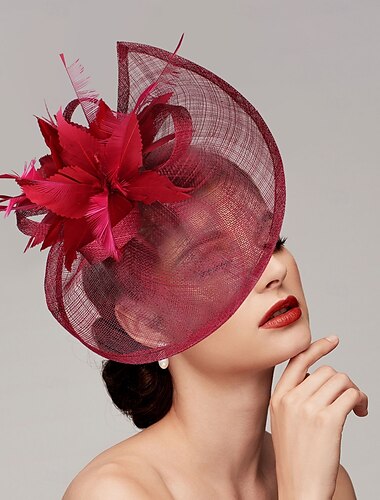  Sombrero de plato de red con plumas para bodas de carreras de caballos Ladies Day Melbourne Cup con tocado de plumas Dress to Impress Race Day Dress 2025