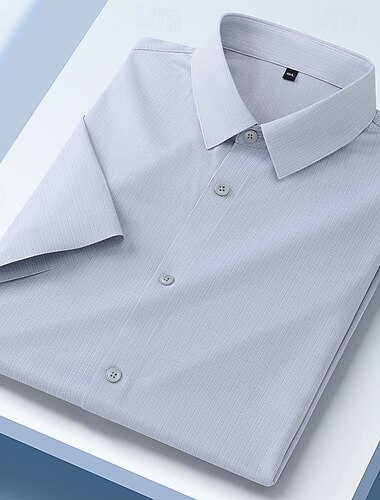 Herren Hemd Oberhemd Knopfhemd Glatt Hochzeit Täglich Blau Himmelblau Grau Kurzarm Umlegekragen Sommer Bekleidung