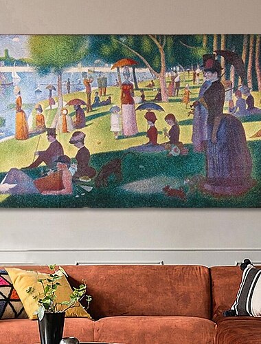  жаккардовый гобелен, гобелен Обюссона, настенное искусство, подвесной Обюссон, большая репродукция гобелена, ткацкий станок, хлопок, воскресный полдень на острове Ла-Гранд-Жатт (без кисточек и