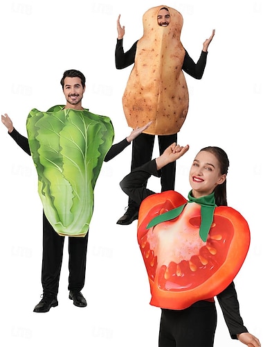  Légume Tomate Patate Costume de carnaval Costume de Cosplay Déguisements drôles Adulte Homme Femme Cosplay Utilisation Soirée Halloween Carnaval Mascarade mardi Gras Costume de carnaval facile