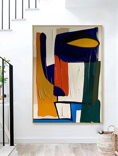  peinture à l'huile faite à la maintoiledécoration d'art muralpeinture abstraite au couteaupaysage bleupour la décoration intérieure roulé sans cadre peinture non stressée