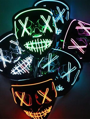  ハロウィーン LED パージマスク 光るスケルトンマスク 暗闇で光る ハロウィーン フェスティバル パーティー用品 ホラーマスク