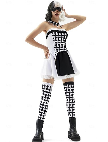  Cruella De Vil Karneval kostume Kjoler Cosplay kostume Sexet kostume Dame Voksne Ydeevne Fest Karneval Maskerade Nemt karnevalskostume