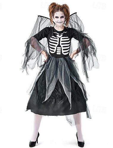  Skelett Totenkopf Kleid Cosplay Kostüm Erwachsene Damen Gruseliges Kostüm Party / Abend Karneval Einfaches Karnevalskostüm