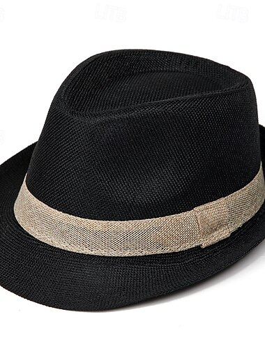  Herren Kentucky Derby Hut Sonnenhut Bowler Hut Schwarz Dunkelgray Bettwäsche Mode Lässig Straße Täglich Farbblock Sonnenschutz Atmungsaktiv