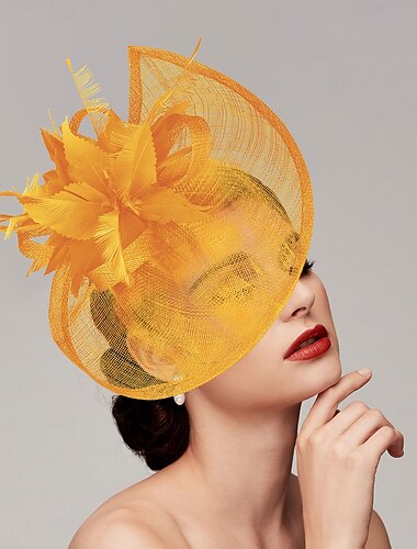  Fascinatori Piume Reticolo Cappello a Vassoio Matrimonio Corsa dei Cavalli Giornata delle Donne Melbourne Cup Con Cappello di Piume Accessori per Capelli Abito da Impressionare Abito per la Corsa