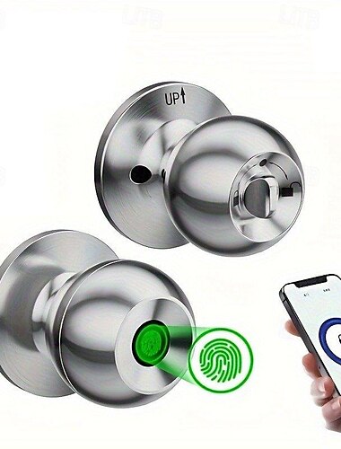  biometrischer intelligenter Türknauf mit Tuya-App-Steuerung, sicheres Fingerabdruckschloss für Schlafzimmer, Garderobe, Wohnungen, Büros