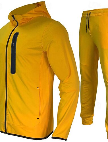  Voor heren Trainingspak Joggingpak 2-stuks Volledige ritssluiting Casual Herfst Lange mouw Ademend Zacht Fitness Sportschooltraining Hardlopen Sportkleding Sportkleding Kleurenblok Blauw en wit