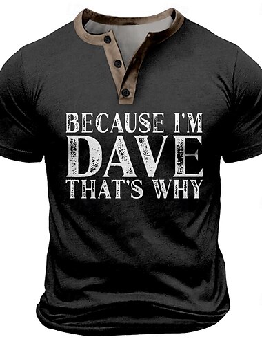  ouku i'm dave смешная мужская футболка футболка хенли ретро винтажная уличная повседневная повседневная футболка черная синяя зеленая с коротким рукавом 3d принт рубашка хенли летняя весенняя одежда одежда s m l xl xxl 3xl