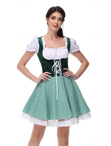  Oktoberfest Robe Dirndl Robes traditionnelles Mini longueur Femme de ménage Allemand Munich Prairies Femmes Tissu de style traditionnel