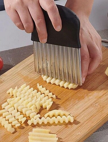  Wave Potato Cutter - Stainless Steel Blade, Ergonomic Handle, Versatile Vegetable Slicer for Potatoes, Cucumbers, Carrots