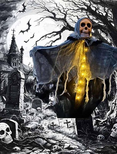  halloween verlichte spookschedels grappig tuindecor verlichting feestdecoratie doek batterij aangedreven halloween buiten bospark spookhuis horror scène lay-out