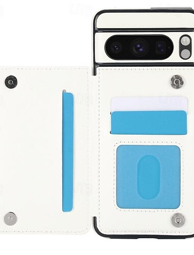  هاتف غطاء من أجل غوغل Pixel 8 Pro Pixel 8 غطاء خلفي مع حامل مغناطيس فتحة لبطاقة مكتب  /  الأعمال TPU جلد PU