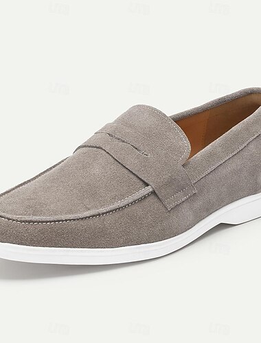  graue Wildleder-Loafer für Herren – hochwertige Slipper aus Rindsleder für formelle und legere Anlässe
