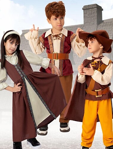  Viking Costume de carnaval Costume de Cosplay Costumes de famille de groupe d'Halloween Enfant Garçon Fille Epoque Médiévale Fête / Soirée Carnaval Mascarade Costume de carnaval facile