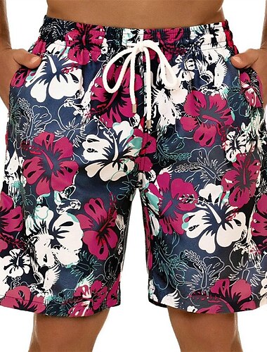  Hombre Graphic Flor Bañador largo Pantalones de Surf Pantalones de Natación Media cintura Ropa de calle Hawaiano Boho Casual Diario Festivos Correa con forro de malla Cintura elástica Diseñador Ropa