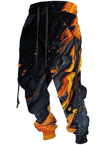  Herre Grafisk Joggebukser Joggere Bukser Medium Midje Fritid utendørs Sidelommer 3D-utskrift Høst vinter 3D-utskrift Svart