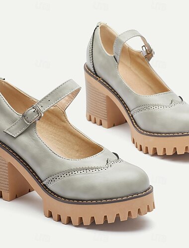  retro mary jane damesschoenen met dikke hak voor oktoberfest - vintage stijl met brogue-details