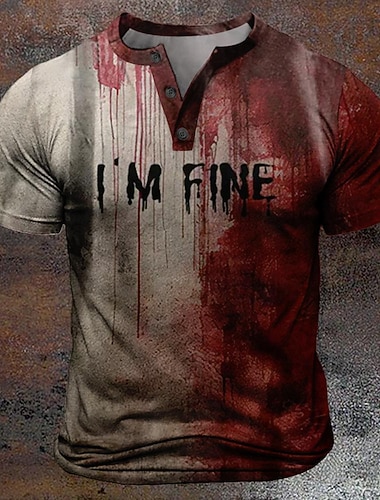 Homens Respingos de sangue Manchas de sangue Escuro Camiseta Manga Curta Camiseta Impressão 3D Colar Henley Camisa Exagerado Designer Carnaval Festa Rua Marron Verão Primavera Roupa S M L XL XXL XXXL   Homens Respingos de sangue Manchas de sangue Escuro Camiseta Manga Curta Camiseta Impressão 3D Colar Henley Camisa Exagerado Designer Carnaval Festa Rua Marron Verão Primavera Roupa S M L XL XXL XXXL
