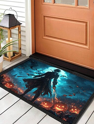  Halloween Kürbis Fußmatte Jack O Laterne Hexe Küchenmatte Bodenmatte rutschfester Bereich Teppich ölfester Teppich Indoor Outdoor Matte Schlafzimmer Dekor Badezimmermatte Eingangsteppich