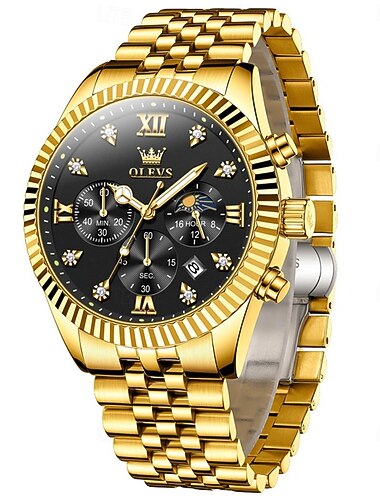  OLEVS Pánské Křemíkové Hodinky Outdoorová Sportovní Módní Náramkové Hodinky Měsíční fáze Luminiscenční Kalendář Voděodolné Ocelové Hodinky