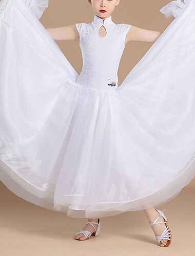  Für den Ballsaal Kleid Farbaufsatz Mädchen Leistung Ausbildung Ärmellos Tüll
