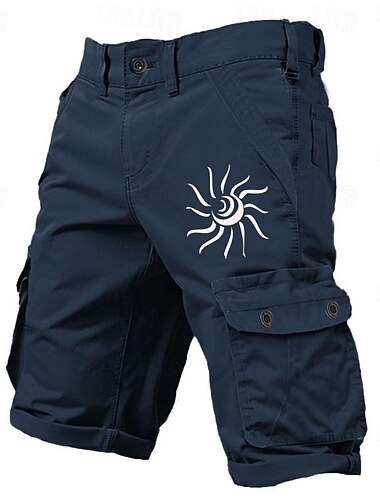  Herren Sonne Geometrische Muster Cargo Shorts Kurze Hosen Mittlere Taillenlinie Sport Modisch Designer Outdoor Sports Outdoor Casual Multi Pocket Designer Bekleidung