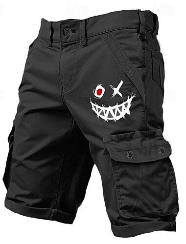  cargoshorts för män flera fickor grafisk graffiti utomhus kort sport utomhus klassiska mikroelastiska shorts