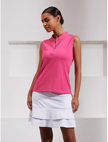 Damen Golf-Poloshirt Marineblau Rosenrot Ärmellos Oberteil Damen-Golfkleidung, Kleidung, Outfits, Kleidung