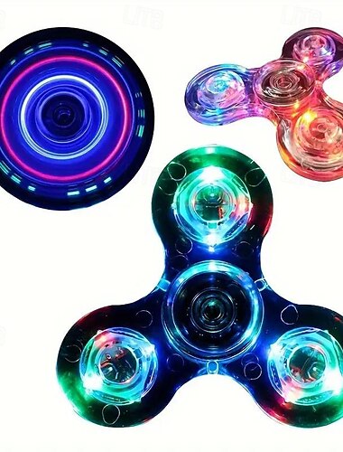  Bunte leuchtende Kristall Gyro transparente LED Fidget Spinner Kinder Stressabbau