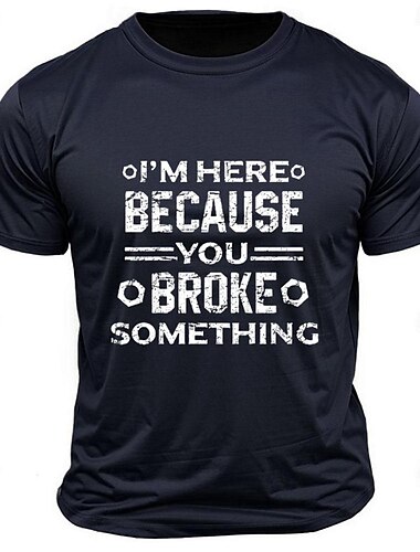  Hombre Gracioso impresión de letras Camiseta Camiseta superior 100% Algodón Manga Corta Gráfico Camisa Negro Verde Ejército Azul Oscuro Camiseta cómoda Calle Deporte Ropa de diseñador de moda