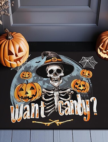  Halloween Dekoration Kürbis Vogelscheuche Fußmatte Küchenmatte Bodenmatte rutschfester Bereich Teppich Ölfester Teppich Indoor Outdoor Matte Schlafzimmer Dekor Badezimmermatte Eingangsteppich
