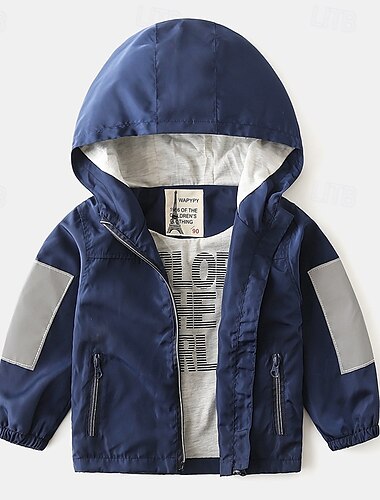  Jungen 3D Einfarbig Mantel Oberbekleidung Langarm Frühling Herbst Mode Basic Kleine Kinder (4-7 Jahre) 4-7 Jahre Mit Kapuze Outdoor Lässig Täglich Normale Passform