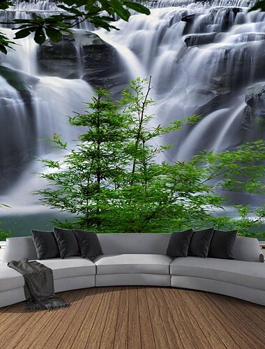  Herbst Wald Kaskade hängen Wandteppich Wandkunst große Wandteppich Wandbild Dekor Fotografie Hintergrund Decke Vorhang Haus Schlafzimmer Wohnzimmer Dekoration Wandtuch XXL Natur