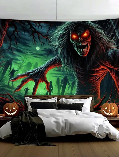  Halloween Decorations Monster Zombies Hanging Tapestry Wall Art Large Tapestry Mural Decor Photograph Backdrop Blanket Curtain Home Bedroom Living Room
