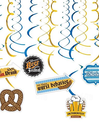  Décorations pour l'Oktoberfest, bannière et tourbillons suspendus pour l'Oktoberfest, intérieur et extérieur, belles décorations pour le festival de la bière, fournitures de fête pour l'Oktoberfest