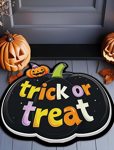  Halloween Dekoration Kürbis Boo unregelmäßige Fußmatte Küchenmatte Bodenmatte rutschfeste Flächenteppich ölbeständiger Teppich Indoor Outdoor Matte Schlafzimmer Dekor Badezimmermatte Eingangsteppich
