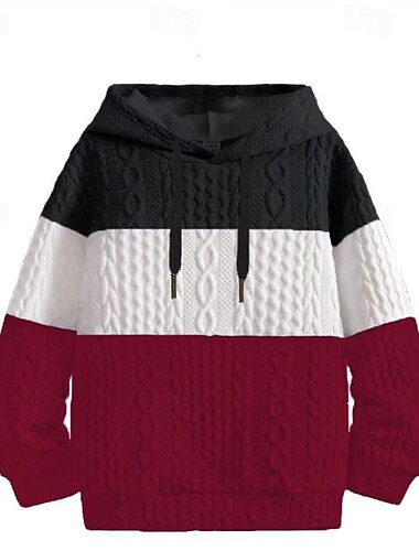  Herre Hattetrøje Sort Vin Orange Lysegrå Hætte Farveblok Jacquard Vævning Patchwork Rillet Med Tekstur Sport & Udendørs Daglig Ferie Polyester Tekstureret Gade Basale Afslappet Efterår vinter Tøj