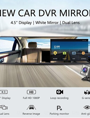  L1043 1080p Nový design / HD / s zadní kamerou Auto DVR 170 stupňů Široký úhel 4 inch IPS Dash Cam s Noční vidění / G-Sensor / Parkovací mód 4 infra LED Záznamník vozu