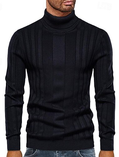  Herre Julegenser Julegensere Feriegenser Pullover genser Strikket genser Riflet Strikke Vanlige topper Strikket عادي Rullekrage Mote Grunnleggende Feriereise Dagligdagstøy Klær Høst vinter Svart Gul