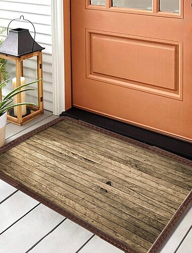  Holzplatte Fußmatte Küchenmatte Bodenmatte rutschfester Bereich Teppich Ölbeständiger Teppich Indoor Outdoor Matte Schlafzimmer Dekor Badezimmermatte Eingangsteppich