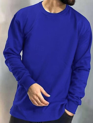  Per uomo Felpa Nero Bianco Giallo Rosso Blu marino Girocollo Liscio Sportivo Giornaliero Per eventi Streetwear Essenziale Informale Primavera & Autunno Abbigliamento Felpe con cappuccio Felpe