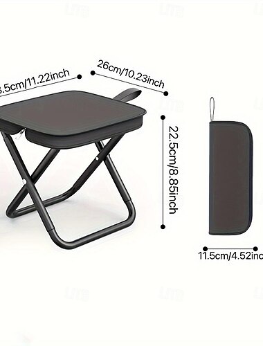  Kompakter quadratischer Eisenklapphocker zusammenklappbarer Hocker verstellbar mit Reißverschluss tragbar leicht und langlebig für Outdoor-Camping Angeln und Rucksackreisen - leicht zu transportieren