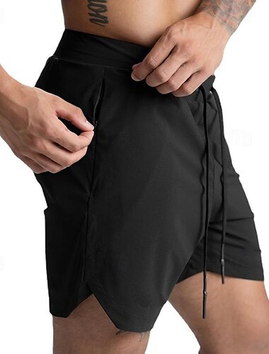  Homens Shorts de Corrida Shorts de Academia Calções Bolsos Com Cordão Cintura elástica Calção Ao ar livre Desportos e Ar livre Atlético Secagem Rápida Macio Maratona Corrida Exercite-se Moderno Roupa