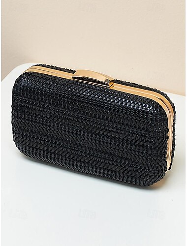  Damen Clutch Abendtasche Handgelenk-Tasche PU-Leder Party Festtage Hochzeitsfeier Paillette Kette Hohe Kapazität Multi-Carry Feste Farbe Schwarz Weiß Khaki