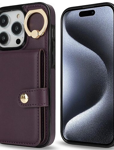  téléphone Coque Pour iPhone16 iPhone 15 Pro Max Plus iPhone 14 13 12 11 Pro Max Plus Mini Portefeuille Avec Support Anneau de Maintien Fente pour carte Rétro TPU faux cuir
